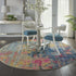 2' X 6' Blue And Yellow Abstract Power Loom Non Skid Area Rug